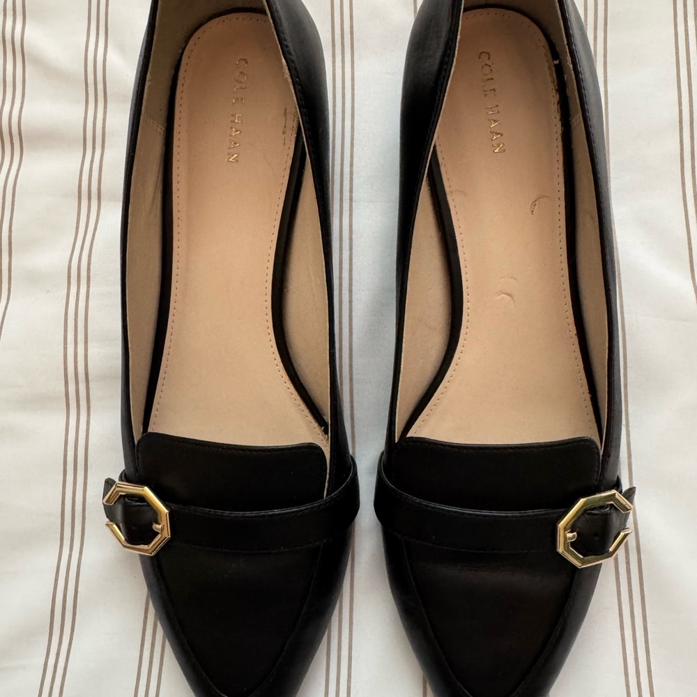 Cole Haan Women's Black Flats with Gold Buckle
